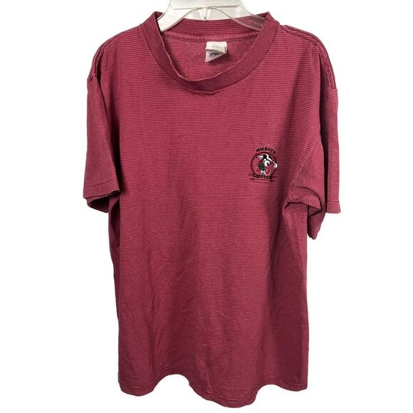 Tops - Vintage 90s Disney Mickey Golf Club Embroidered Red Striped T-Shirt- Size‎ M